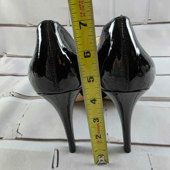Marc Fischer Patent Leather Platform Mary Jane Peep Toe Heels Shoes Black 9M - Picture 6 of 8